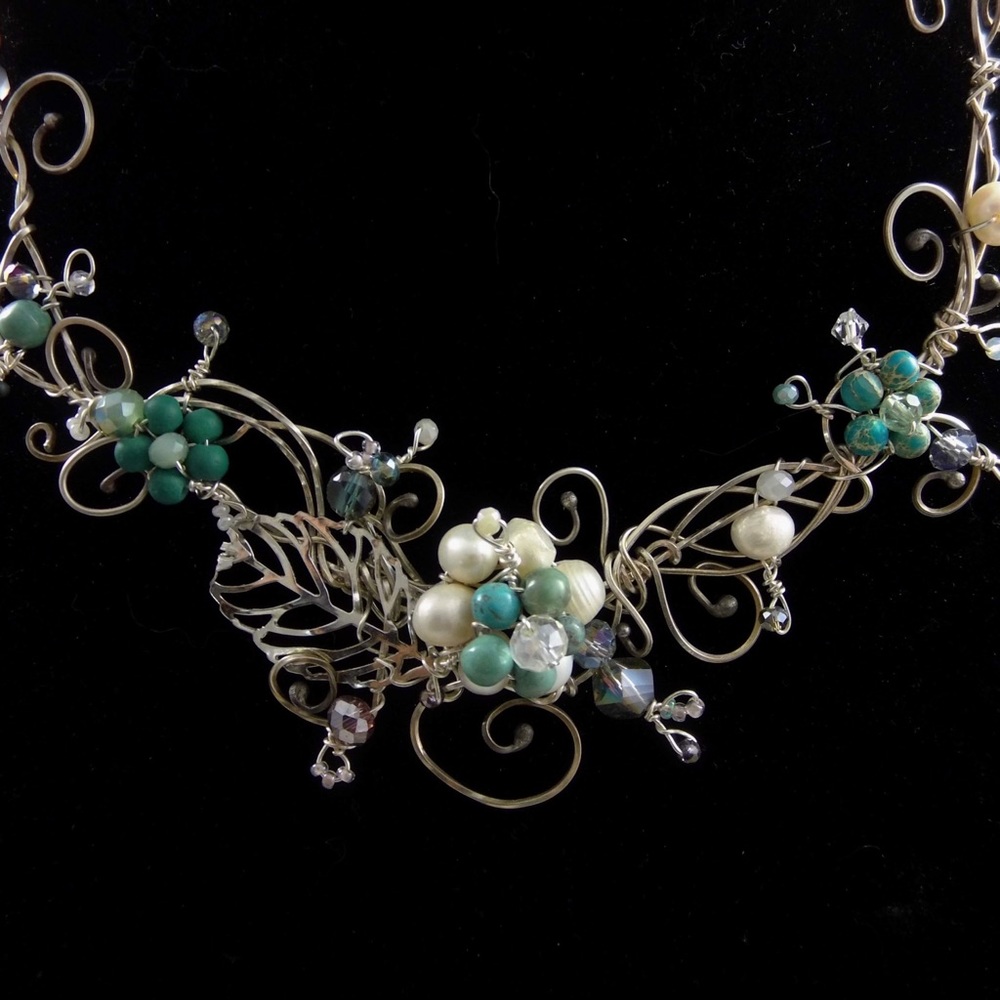 Handcrafted sterling silver wire work necklace